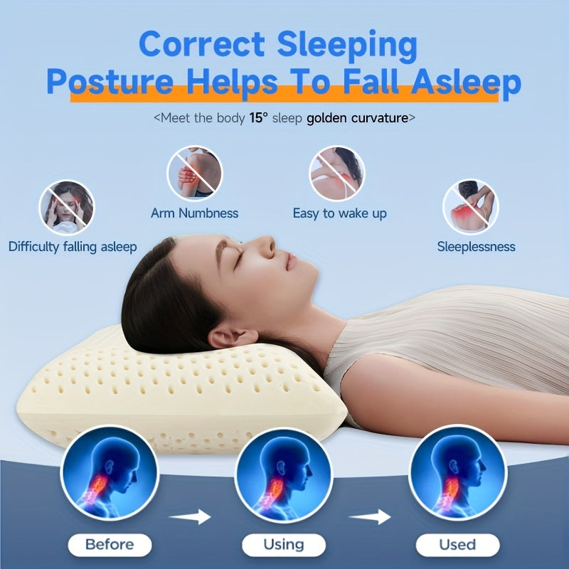 PARATEX Latex Pillow - Soft, Breathable, All-Season Sleeping Support with Zip Closure, Yellow Jacket Design, Ideal for Back & Stomach Sleepers, Sleep Support Pillow | Modern Pillow Design | Durable Zipper Closure