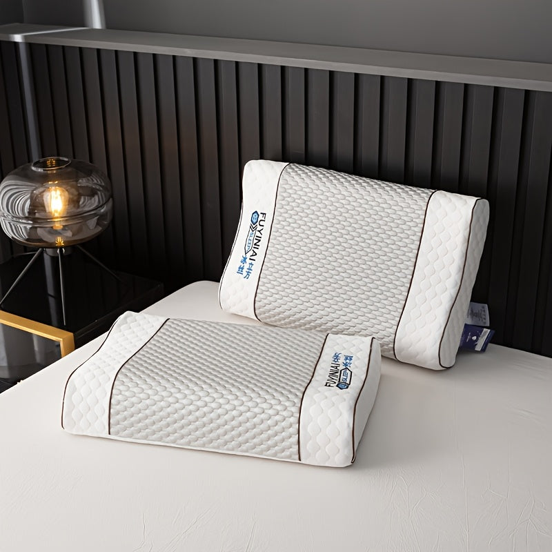 1pc Luxury Latex Pillow, Fiber Fabric, Cooling Massage, Thai Natural Latex, Soft Firmness, Hand Wash Only, Polyester 100%, Woven, 300-350Gsm, for Back Or Side Sleepers, Neck Support, Relaxing Pressure, Bedding Pillow for Bedroom, Dorm, Twisted