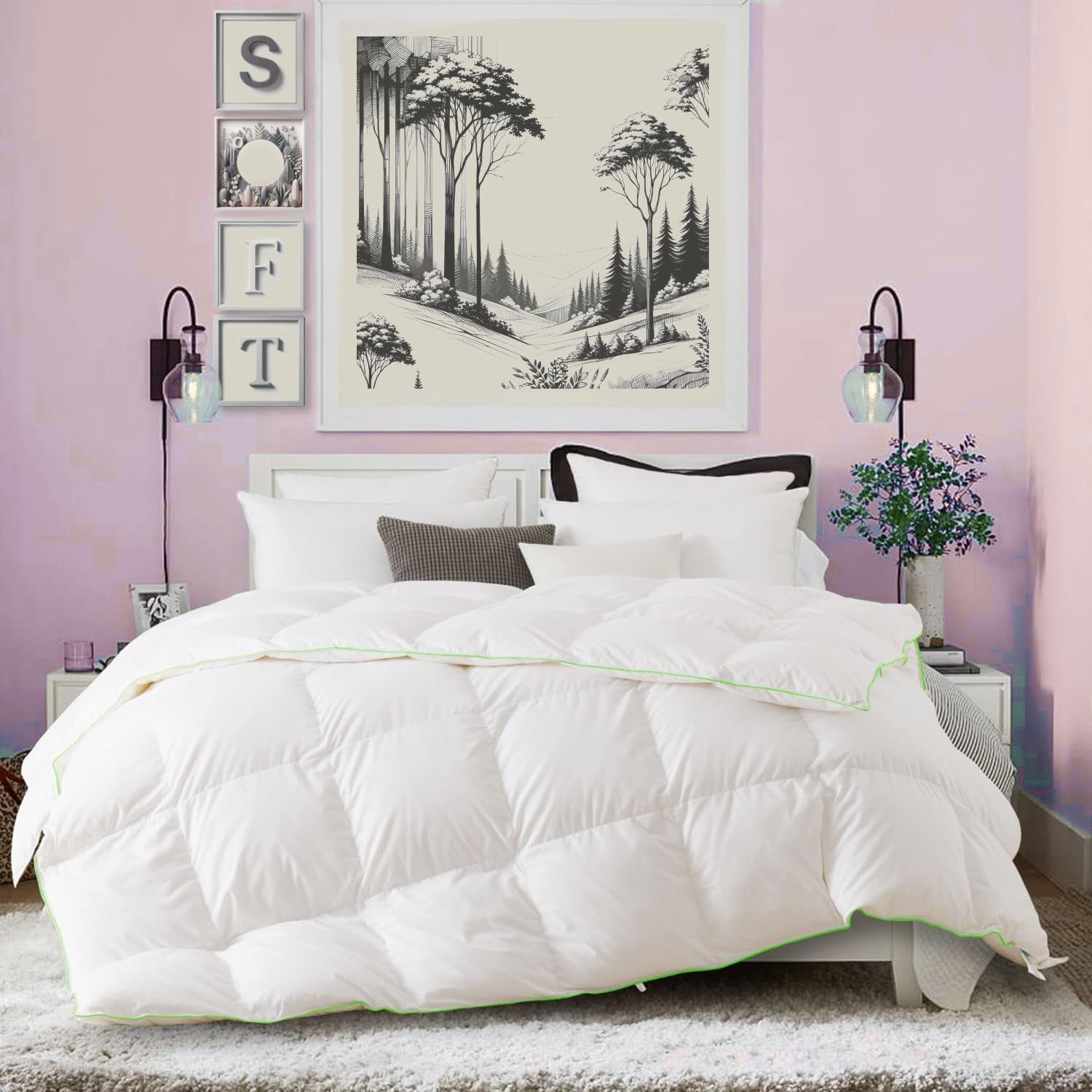 1pc 750 Fill-Power Certified Premium Goose Down and Feather Comforter Duvet Insert - Extra Soft Fluffy Luxury with Hypoallergenic Down-Proof Shell - White Baffle Box Design To Prevent Clumps