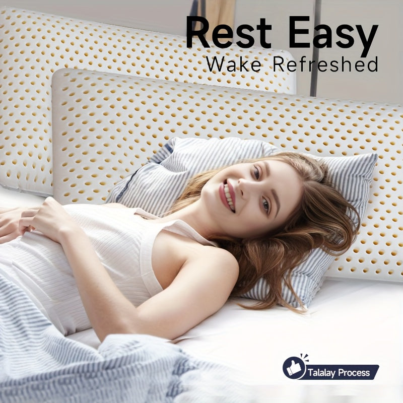 PARATEX Latex Pillow - Soft, Breathable, All-Season Sleeping Support with Zip Closure, Yellow Jacket Design, Ideal for Back & Stomach Sleepers, Sleep Support Pillow | Modern Pillow Design | Durable Zipper Closure