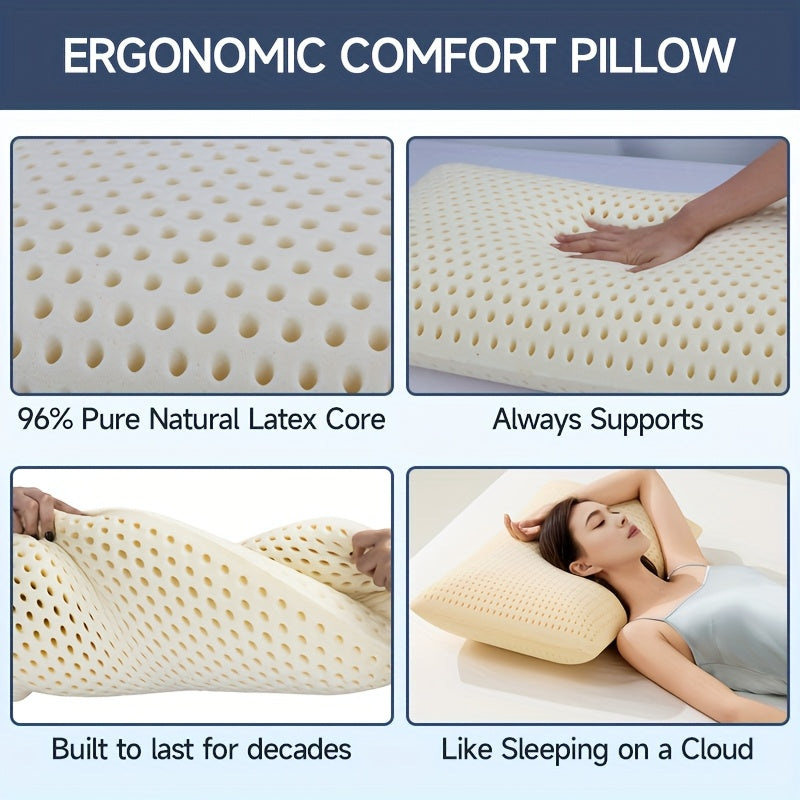 PARATEX Latex Pillow - Soft, Breathable, All-Season Sleeping Support with Zip Closure, Yellow Jacket Design, Ideal for Back & Stomach Sleepers, Sleep Support Pillow | Modern Pillow Design | Durable Zipper Closure