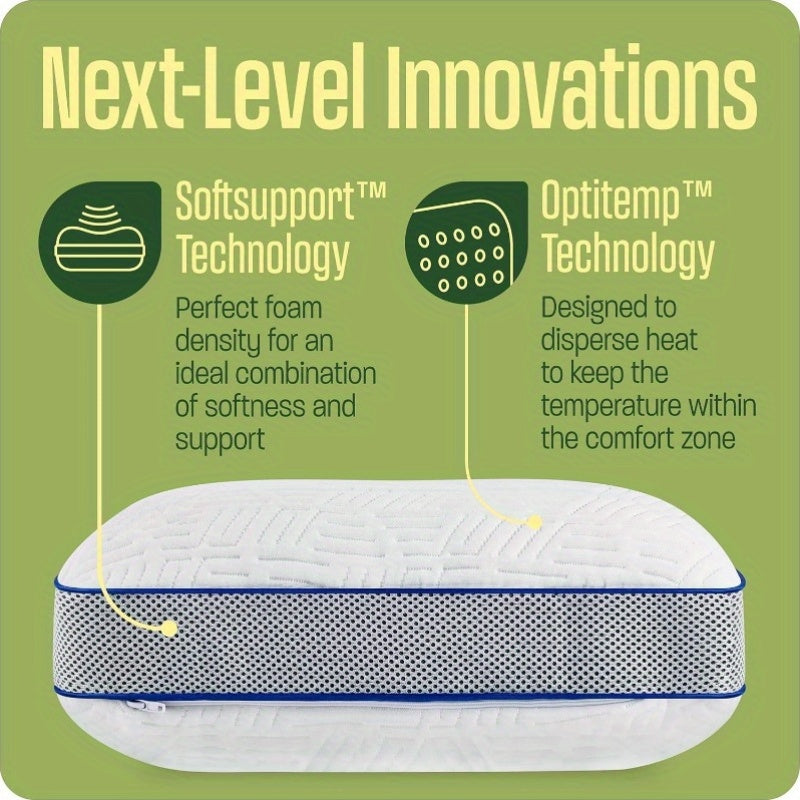 2-in-1 Design Medium Firm Camping Pillow with Soft Neck Cushion - 5-Layer Support, Portable Travel Pillow for Back Sleepers, White, Camping Pillow, Neck Pillow, Retro Style, Zipper Closure