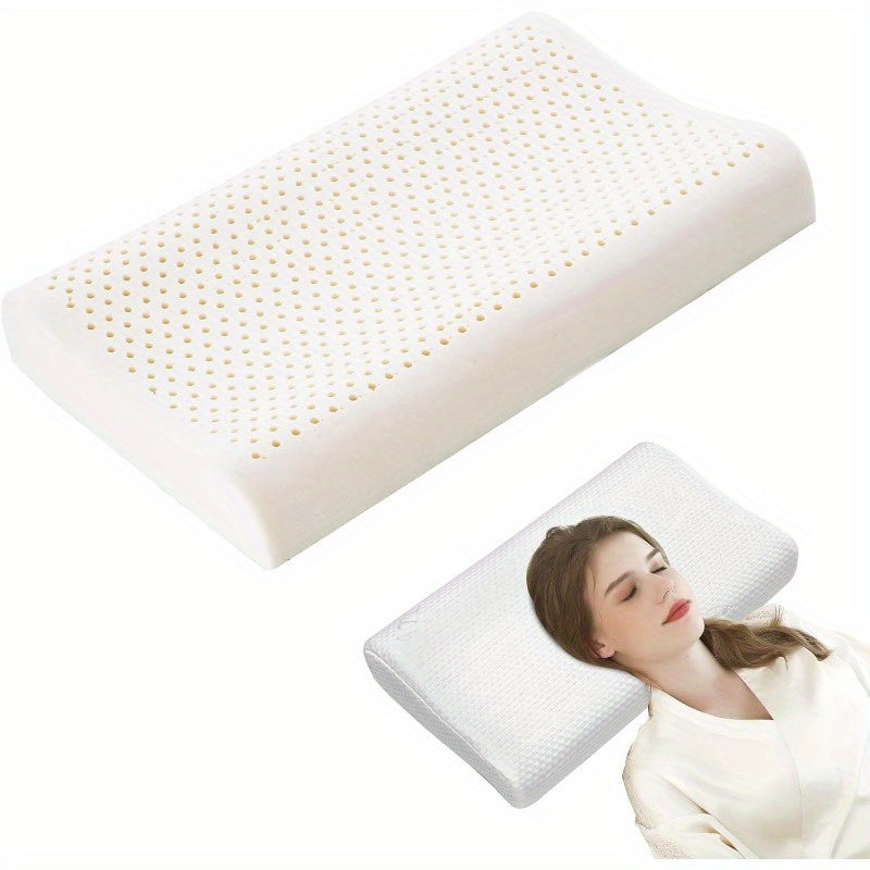 Latex Ergonomic Cervical Pillow for Side\u002FBack\u002FStomach Sleepers - Medium Firm Support with Removable Breathable Pillowcase, Odor-Reducing Design & Machine Washable - Large Size (23.6x15.7x3.9\u002F4.7 Inch)