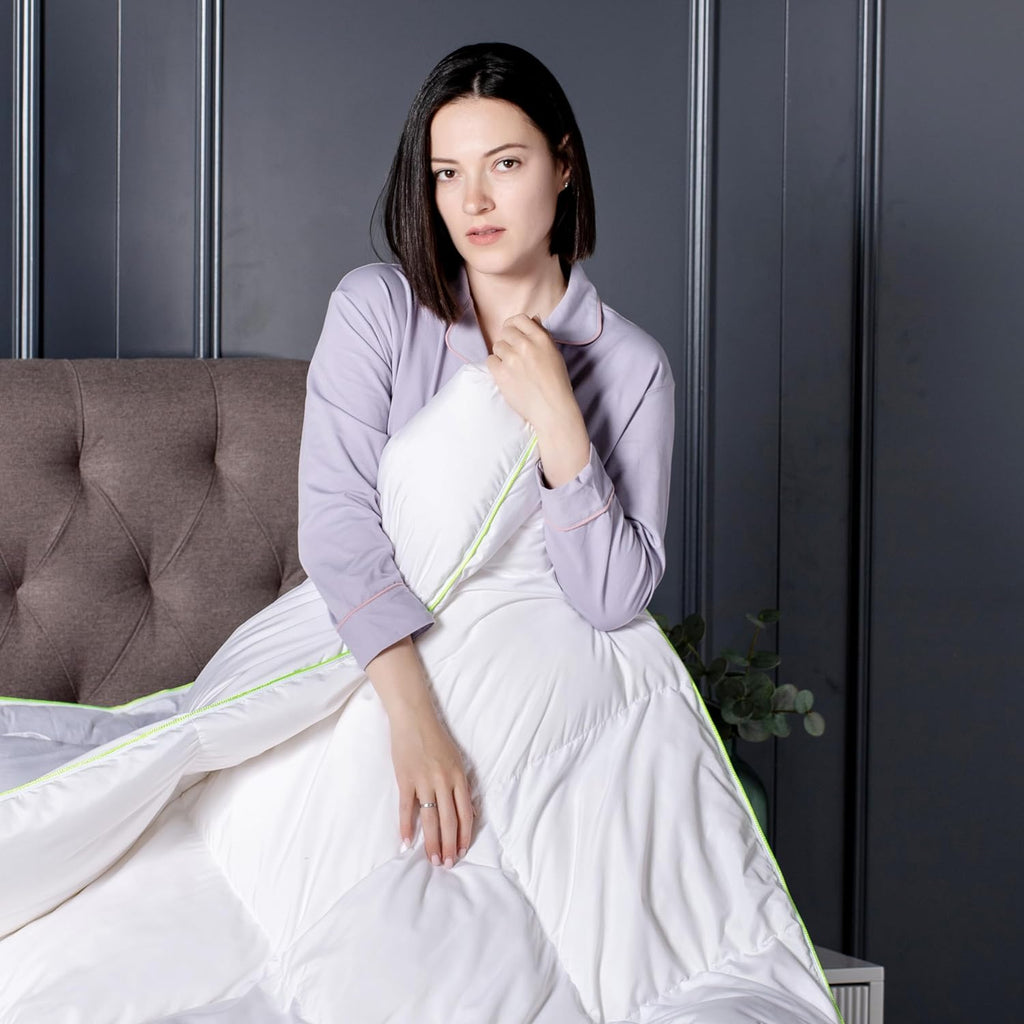 1pc 750 Fill-Power Certified Premium Goose Down and Feather Comforter Duvet Insert - Extra Soft Fluffy Luxury with Hypoallergenic Down-Proof Shell - White Baffle Box Design To Prevent Clumps