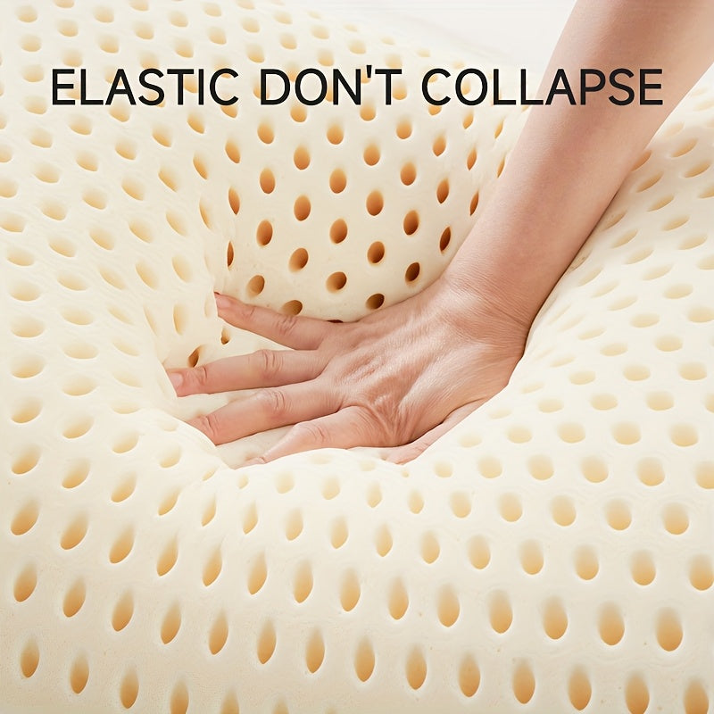 1pc 96% Talalay Natural Premium Latex Body Pillow with Removable Breathable Hypoallergenic Bed Sheet, Ergonomic Contour Support for Side & Back Sleepers, Travel Pillows, White, Side Sleep Pillow, Comfortable Sleeping, Simple Design, Durable Construction