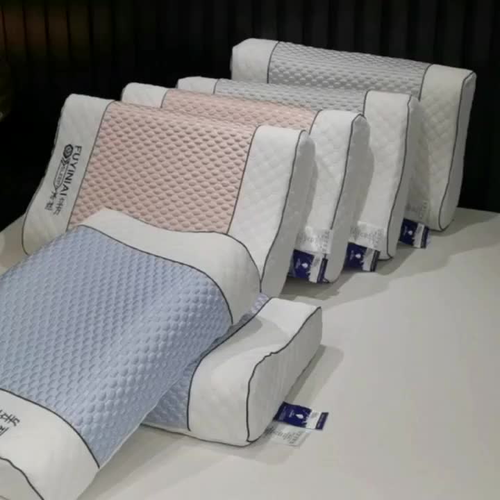 1pc Luxury Latex Pillow, Fiber Fabric, Cooling Massage, Thai Natural Latex, Soft Firmness, Hand Wash Only, Polyester 100%, Woven, 300-350Gsm, for Back Or Side Sleepers, Neck Support, Relaxing Pressure, Bedding Pillow for Bedroom, Dorm, Twisted