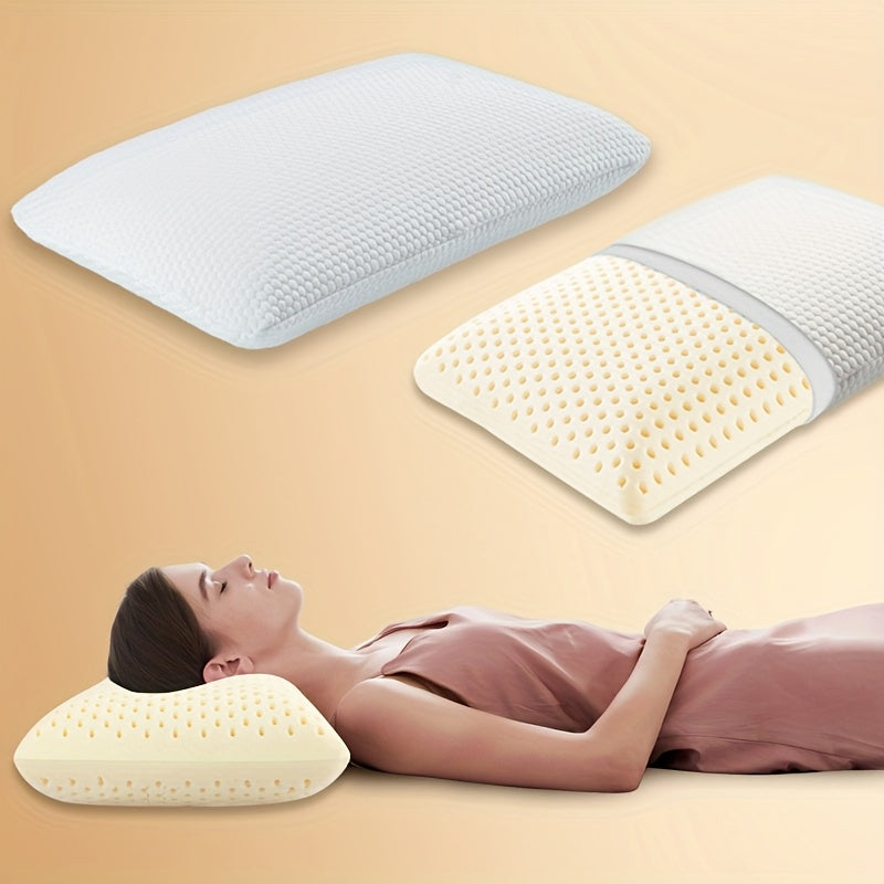 1pc 96% Talalay Natural Premium Latex Body Pillow with Removable Breathable Hypoallergenic Bed Sheet, Ergonomic Contour Support for Side & Back Sleepers, Travel Pillows, White, Side Sleep Pillow, Comfortable Sleeping, Simple Design, Durable Construction
