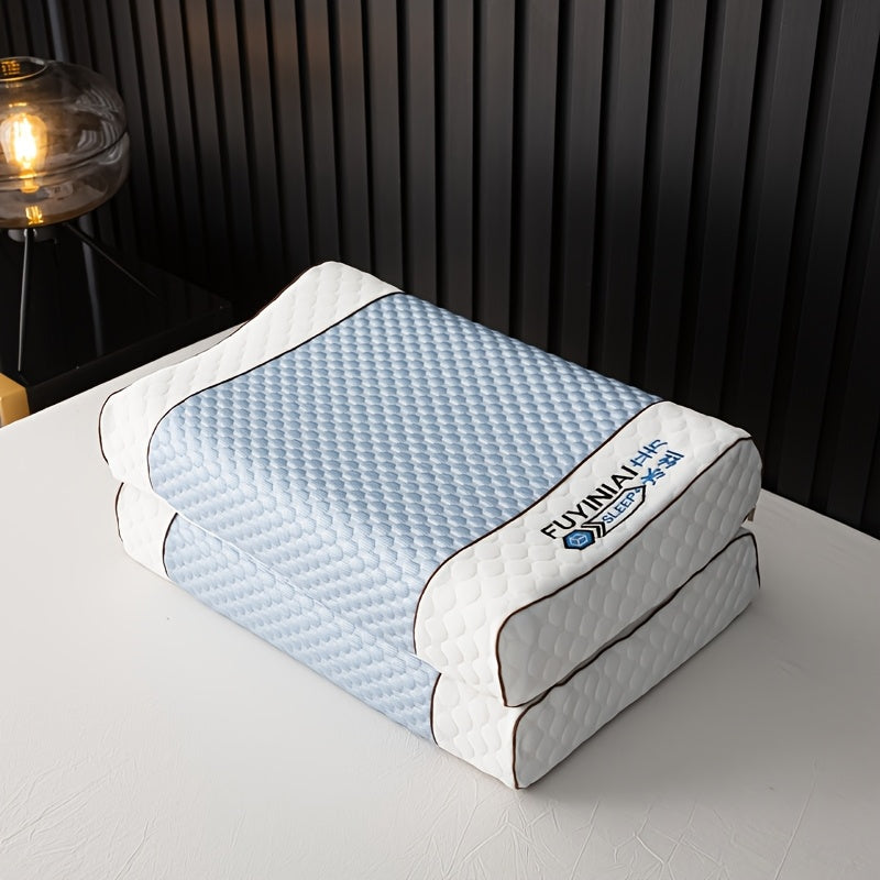 1pc Luxury Latex Pillow, Fiber Fabric, Cooling Massage, Thai Natural Latex, Soft Firmness, Hand Wash Only, Polyester 100%, Woven, 300-350Gsm, for Back Or Side Sleepers, Neck Support, Relaxing Pressure, Bedding Pillow for Bedroom, Dorm, Twisted